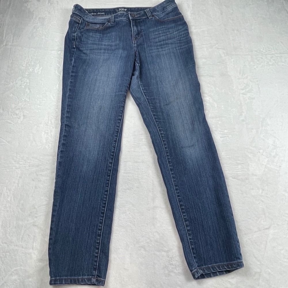 Ann‎ Taylor Loft Modern Skinny Jeans Womens 8P Medium Wash Blue Stretch Petite